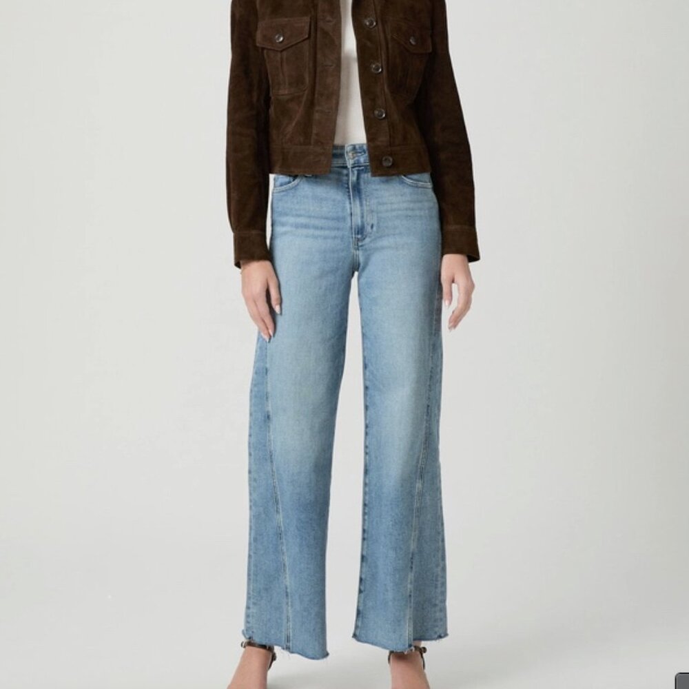 Paige Anessa Twisted Outseam Raw Hem Jeans Explorer Wash Womens 29 NWT